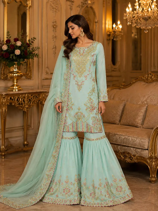 ABL 123 Fully Handmade Bridal Gharara Set TANVEER COLLECTION